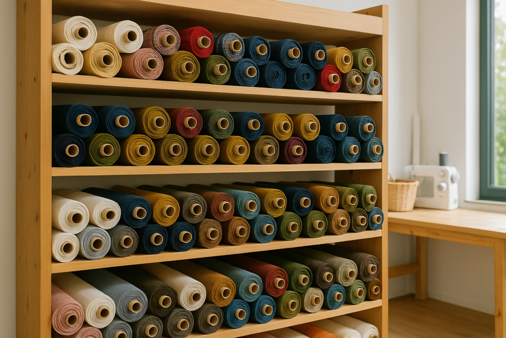 stockage des rouleaux de tissu