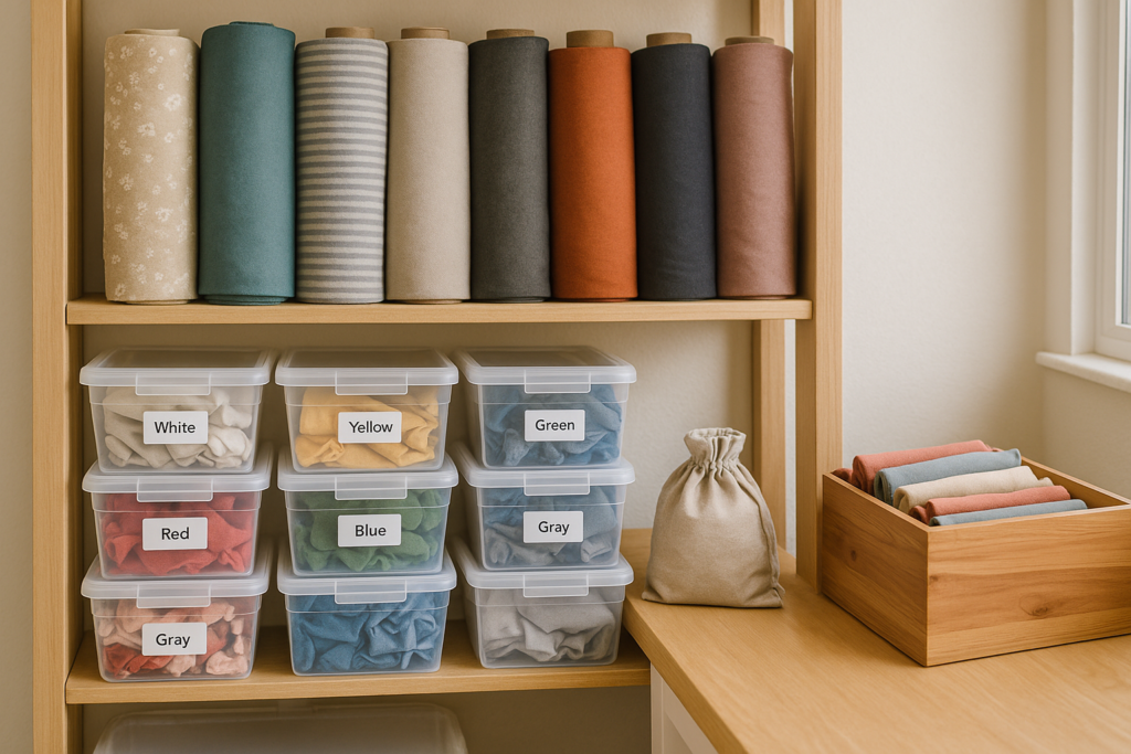 les rouleaux de tissu