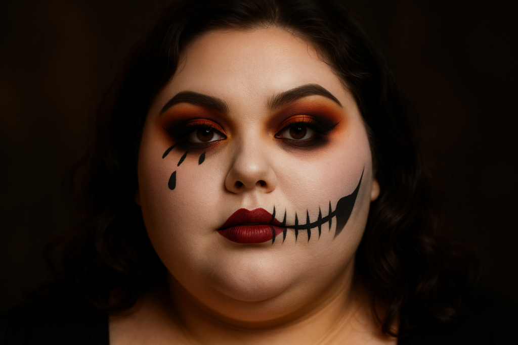 maquillage visage rond Halloween femme