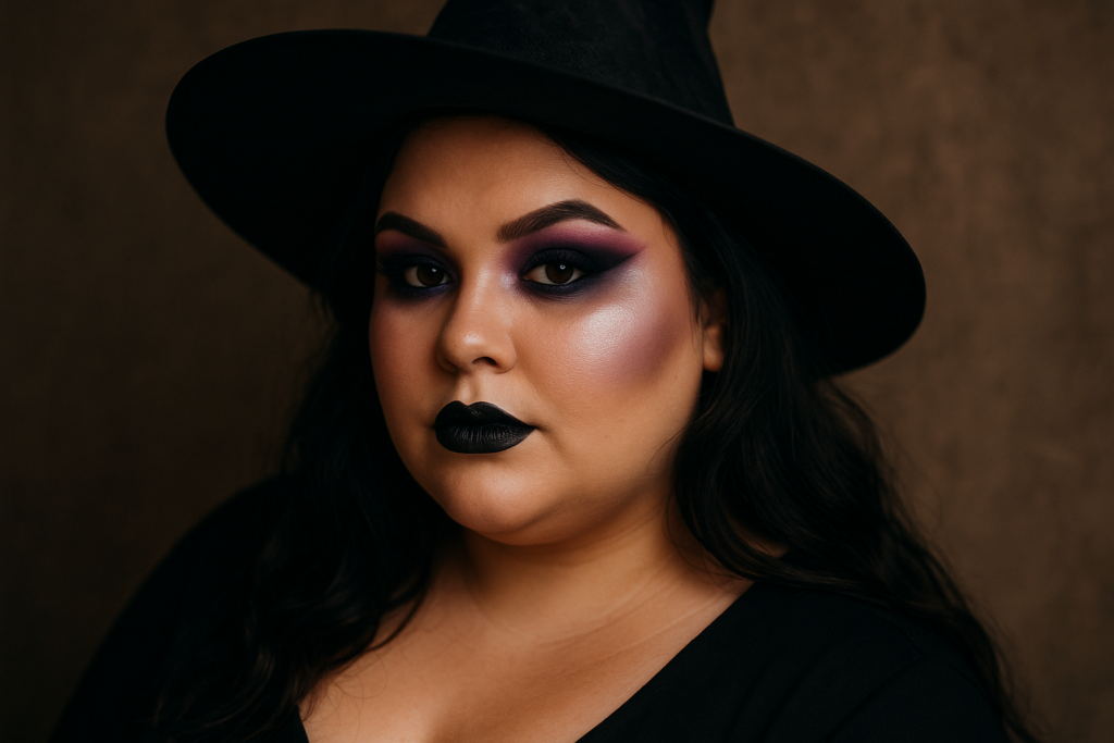 maquillage sorcière Halloween visage rond