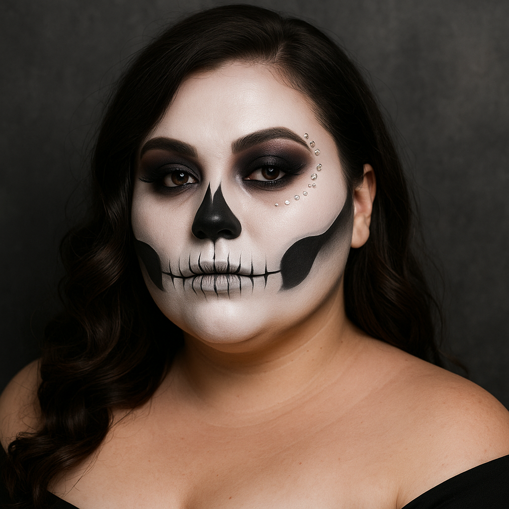 maquillage squelette romantique visage rond