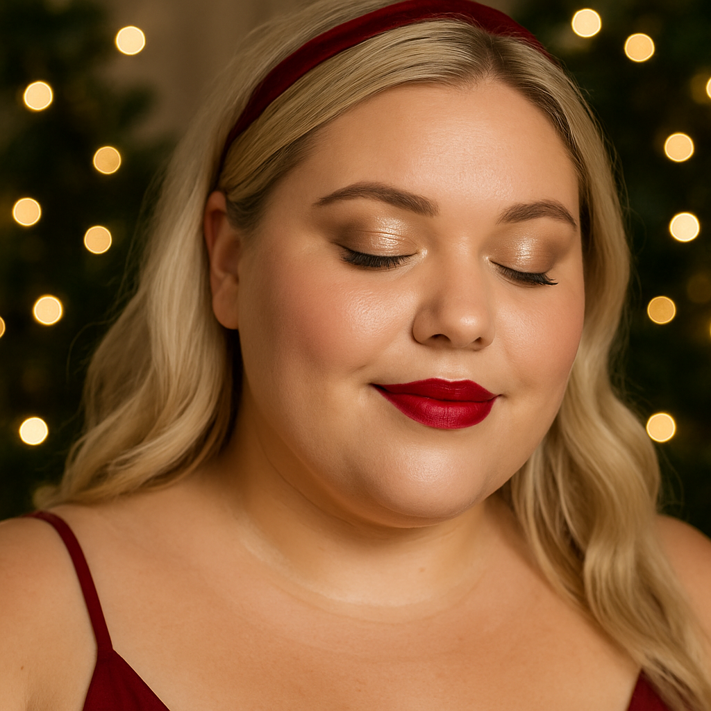 maquillage doré femme ronde Noël