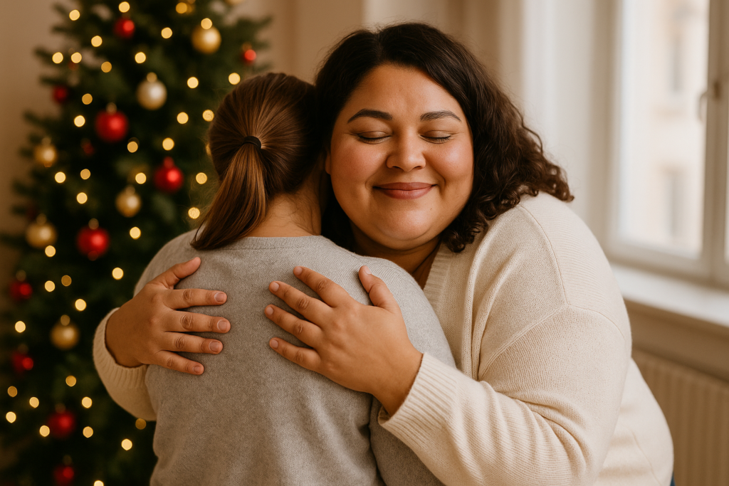 tendresse femme ronde Noël