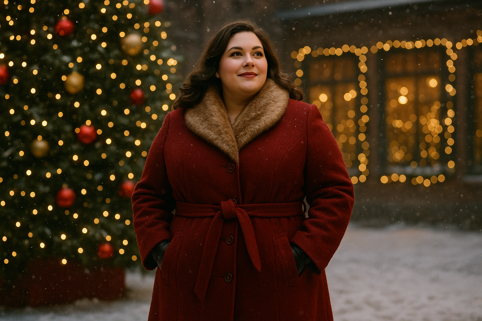 Manteau de fête grande taille : chaleur et style sous les lumières de Noël.